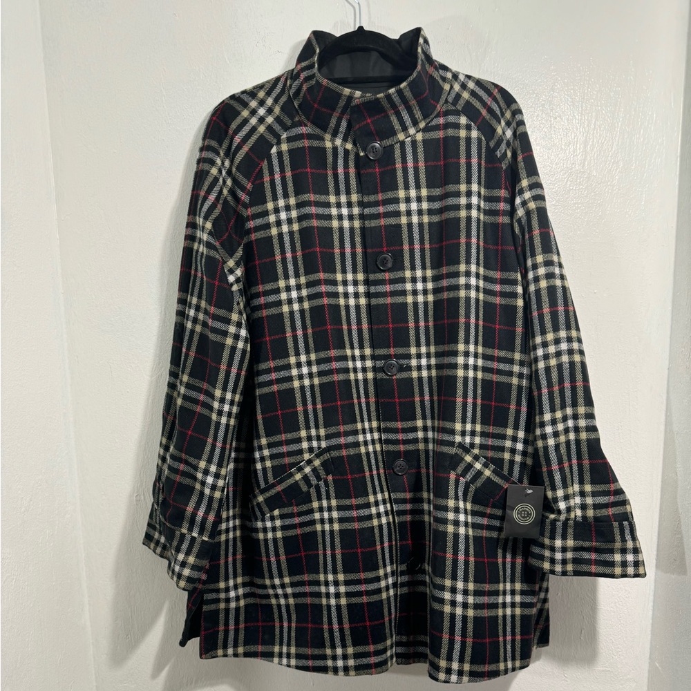 NWOT 1 Madison Reversible Plaid and Black Preppy Spring Jacket.Size Large